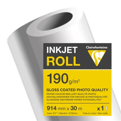 Clairefontaine Inkjetplotterpapier GLOSSY COATED 914 mm x 30 m (B x L) 190g/m² weiß Clairefontaine Inkjetplotterpapier GLOSSY COATED 914 mm x 30 m (B x L) 190g/m² weiß