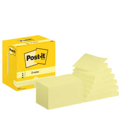 Post-it Haftnotiz Z-Notes 127 x 76 mm (B x H) gelb 100 Bl./Block 12 Block/Pack. Post-it Haftnotiz Z-Notes 127 x 76 mm (B x H) gelb 100 Bl./Block 12 Block/Pack.