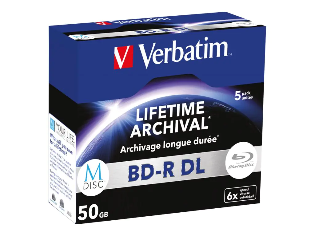 Verbatim M-Disc - 5 x BD-R DL - 50 GB 6x - mattsilber - Jewel Case (Schachtel)