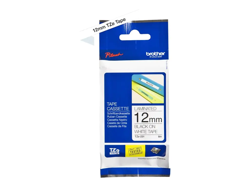 Brother TZe-231 - Selbstklebend - Schwarz auf Weiß - Rolle (1,2 cm x 8 m) 1 Kassette(n) laminiertes Band - für P-Touch PT-D460BTVP, PT-D610BTVP Brother TZe-231 - Selbstklebend - Schwarz auf Weiß - Rolle (1,2 cm x 8 m) 1 Kassette(n) laminiertes Band - für P-Touch PT-D460BTVP, PT-D610BTVP