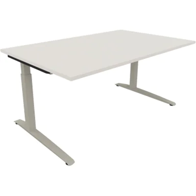 Schreibtisch Kufe Einzels. Quadrat B1600xT1000xH650-850 si/Weiß