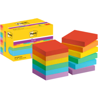 Post-it Haftnotiz Super Sticky Notes Playful Collection 47,6 x 47,6 mm (B x H) je 2 x ultrarot, vitalorange, ultragelb, limonengrün, paradiseblau, flieder 90 Bl./Block 12 Block/Pack. Post-it Haftnotiz Super Sticky Notes Playful Collection 47,6 x 47,6 mm (B x H) je 2 x ultrarot, vitalorange, ultragelb, limonengrün, paradiseblau, flieder 90 Bl./Block 12 Block/Pack.
