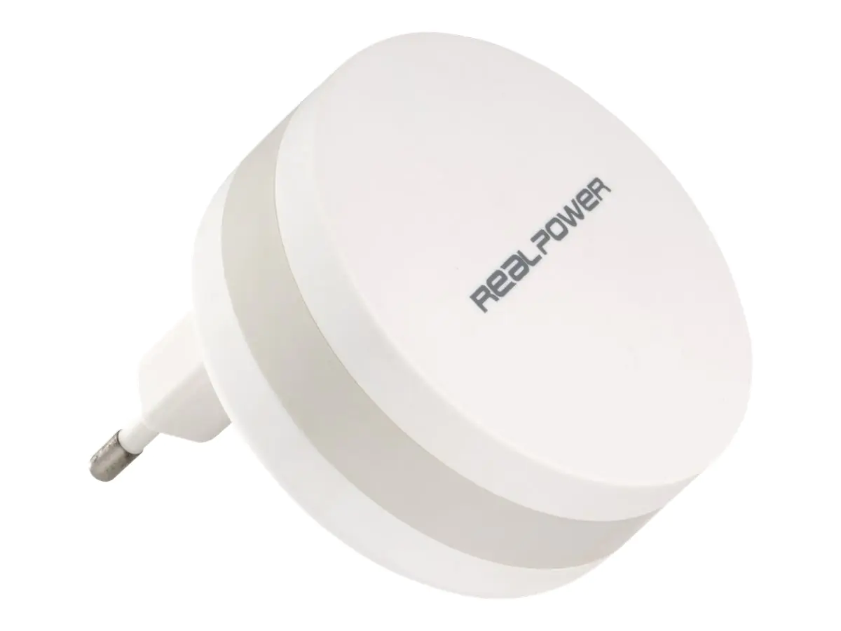 Realpower PBC1800 - Powerbank + AC-Netzteil - 1800 mAh - 1 A (USB) - auf Kabel: Micro-USB