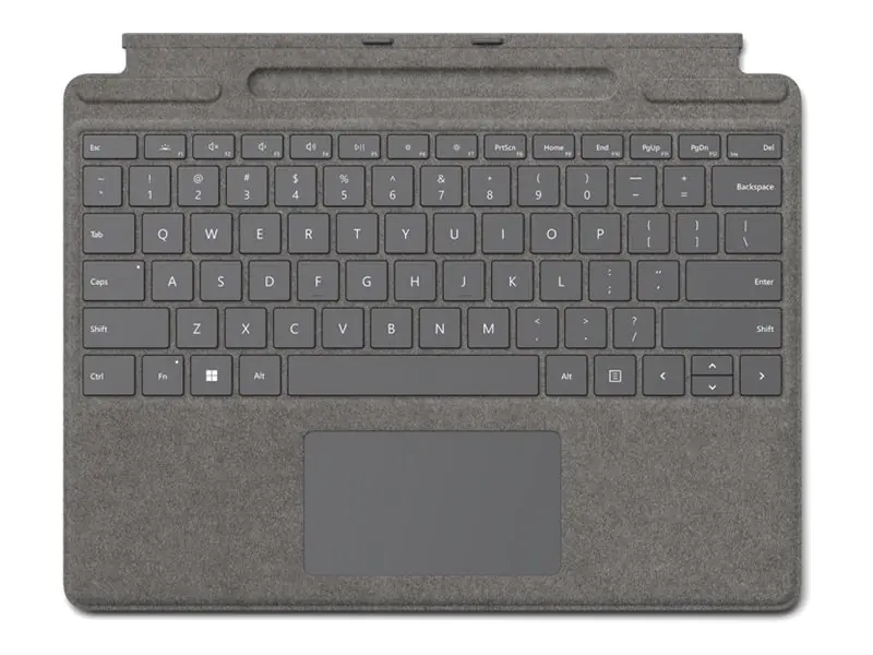 Microsoft Surface Pro Signature Keyboard - Tastatur - mit Beschleunigungsmesser, Touchpad, Surface Slim Pen 2 Ablage- und Ladeschale - QWERTZ - Deutsch - Platin - für Surface Pro 10, Pro 8, Pro 9, Pro X, Pro X for Business