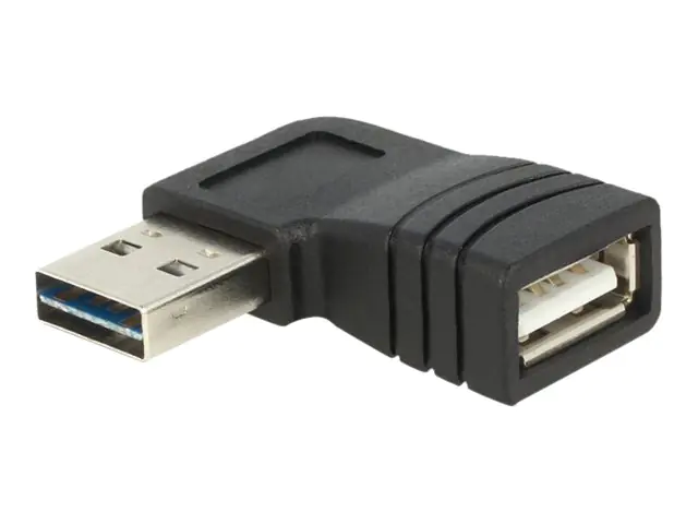 Delock Adapter EASY-USB 2.0-A male > USB 2.0-A female angled left / right - Gender Changer USB - USB (W) zu USB (M) - 90° Stecker - Schwarz