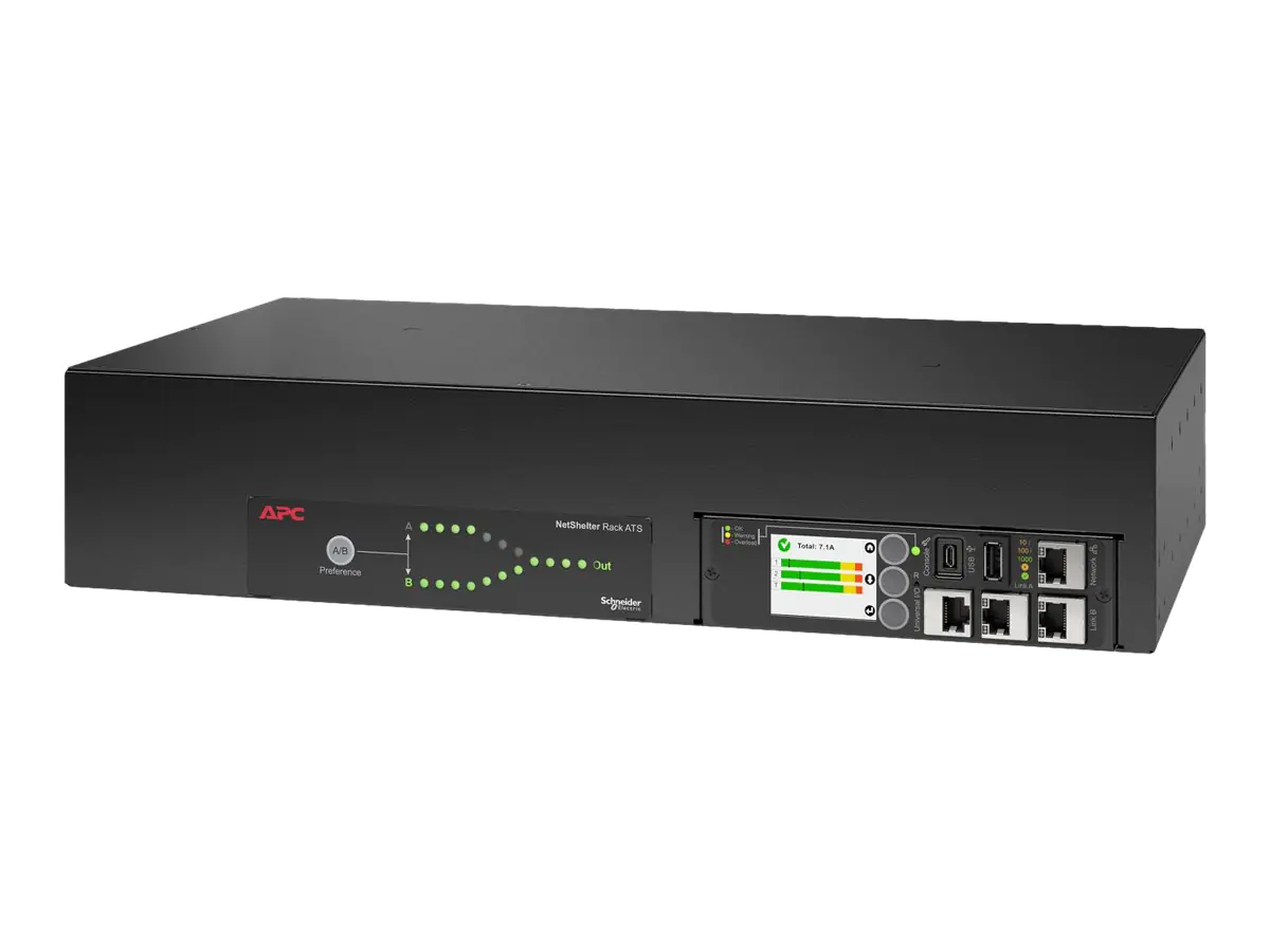 APC NetShelter - Automatisches Netzumschaltgerät (Rack - einbaufähig) - AC 207-253 V - 7400 VA - 1-phasig - Ethernet 10/100/1000, USB - Ausgangsanschlüsse: 18 - 2U - 2.44 m Schnur - Schwarz