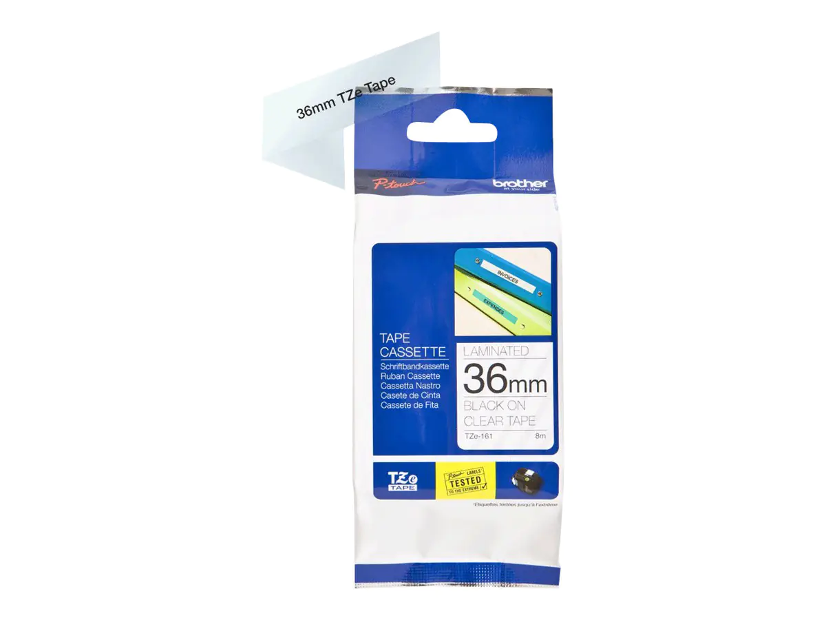 Brother TZe-161 - Schwarz auf durchsichtig - Rolle (3,56 cm x 8 m) 1 Kassette(n) laminiertes Band - für P-Touch PT-3600, 530, 550, 9200, 9400, 9500, 9600, 9700, 9800, D800, P900, P950 Brother TZe-161 - Schwarz auf durchsichtig - Rolle (3,56 cm x 8 m) 1 Kassette(n) laminiertes Band - für P-Touch PT-3600, 530, 550, 9200, 9400, 9500, 9600, 9700, 9800, D800, P900, P950