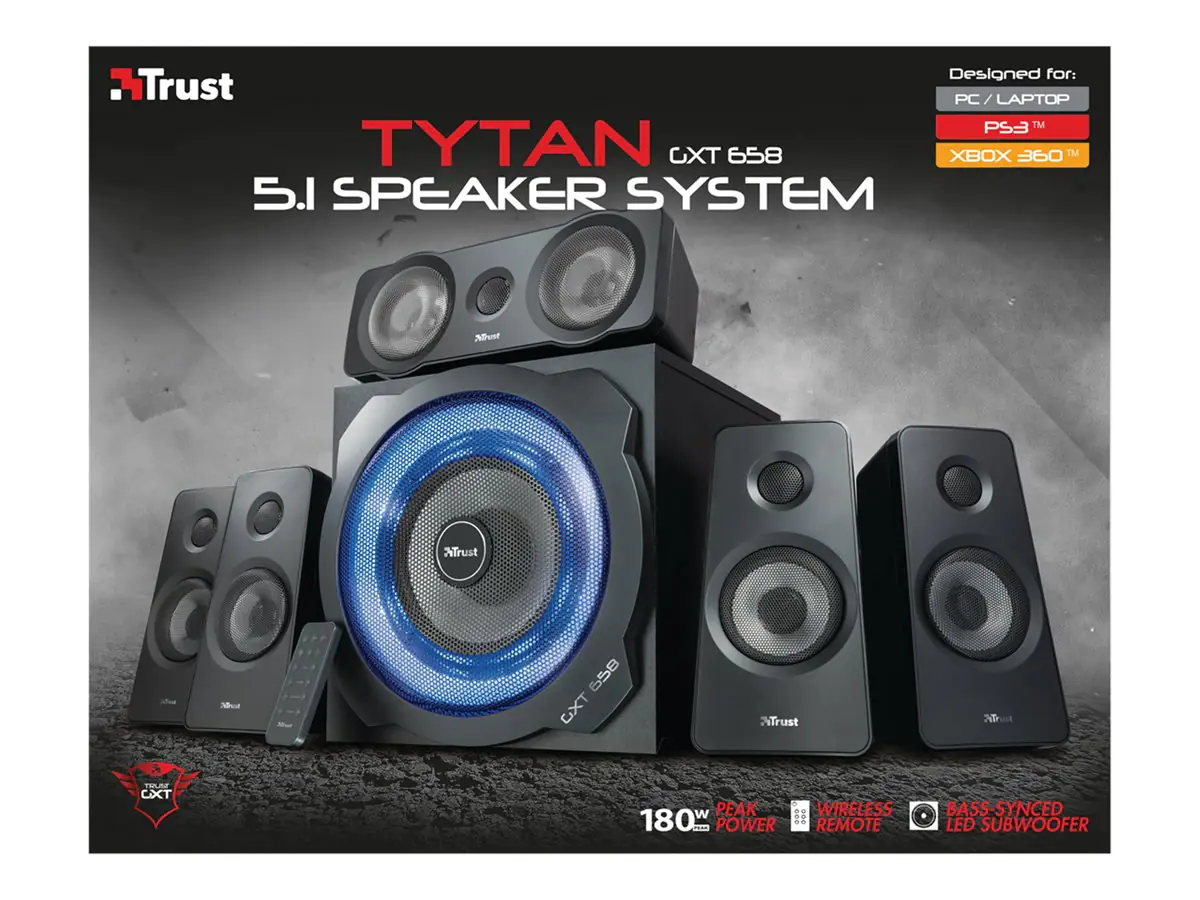 Trust GXT 658 TYTAN - Lautsprechersystem - 5.1-Kanal - 90 Watt (Gesamt) - Schwarz
