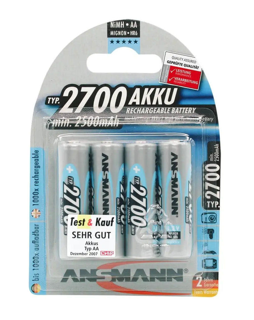 Ansmann Akku NiMH Energy AA Mignon LR6 2700 mAh 1,2V 4er Blister 5030842 Ansmann Akku NiMH Energy AA Mignon LR6 2700 mAh 1,2V 4er Blister 5030842