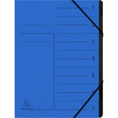 Exacompta Ordnungsmappe DIN A4 170g/m² Colorspankarton Farbe: blau Farbe des Fächerblocks: schwarz 7 Fächer