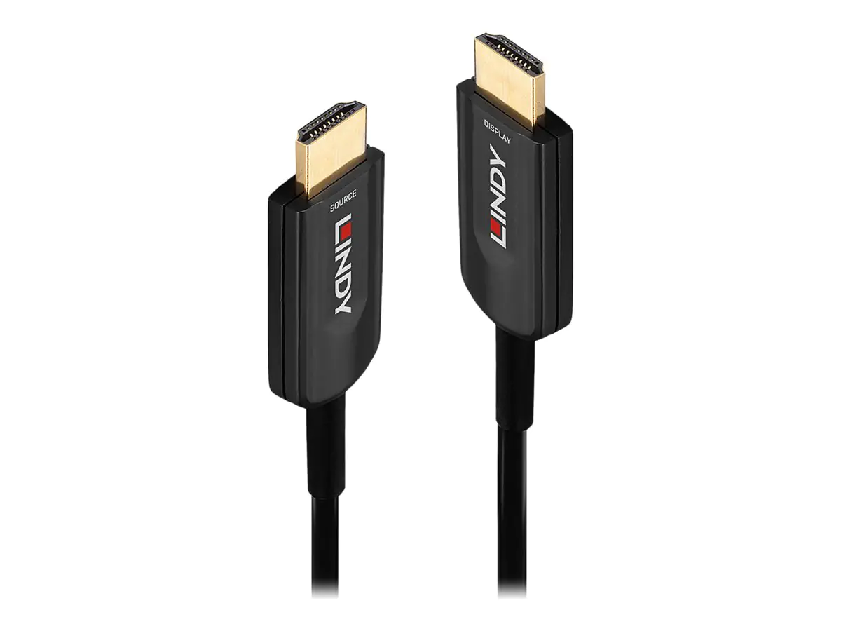 Lindy - Ultra High Speed - HDMI-Kabel - HDMI männlich zu HDMI männlich - 20 m - Hybrid Kupfer/Kohlefaser - Schwarz - rund, unterstützt 8K 60 Hz (7680 x 4320), unterstützt 4K 120 Hz (3840 x 2160), Active Optical Cable (AOC)