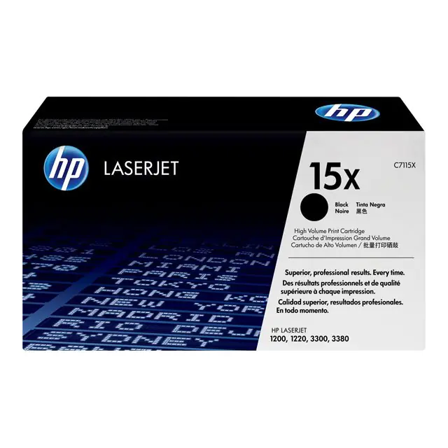 HP 15X - Hohe Ergiebigkeit - Schwarz - original - LaserJet - Tonerpatrone (C7115X) - für LaserJet 1000, 1200, 1220, 3300, 3310, 3320, 3330, 3380 HP 15X - Hohe Ergiebigkeit - Schwarz - original - LaserJet - Tonerpatrone (C7115X) - für LaserJet 1000, 1200, 1220, 3300, 3310, 3320, 3330, 3380
