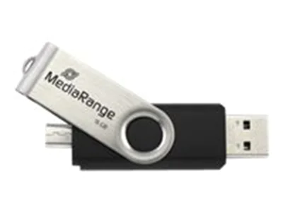 MediaRange MR932 - USB-Flash-Laufwerk - 32 GB - USB 2.0 / micro USB - Schwarz/Silber