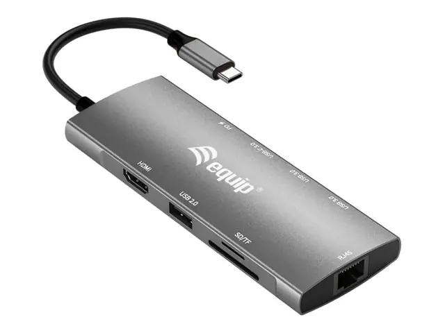 Equip Dock USB-C->HDMI Gigabit LAN USB3.0.100WPD SD/TF 0.25m