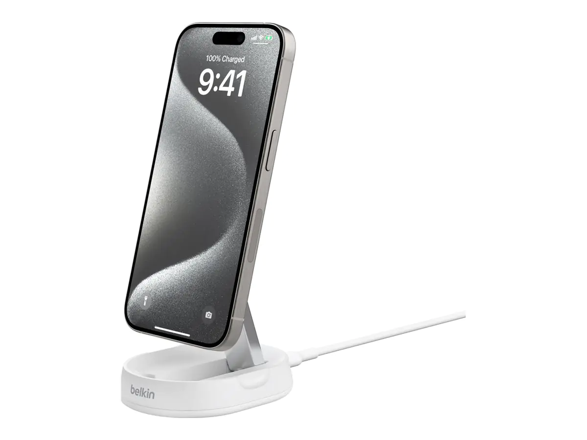 Belkin BoostCharge Pro - Kabelloses Ladegerät - magnetisch + AC-Netzteil - 15 Watt - weiß Belkin BoostCharge Pro - Kabelloses Ladegerät - magnetisch + AC-Netzteil - 15 Watt - weiß