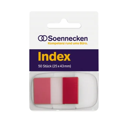 Soennecken Haftstreifen Index 5821 25x43mm 50Streifen Spender rot Soennecken Haftstreifen Index 5821 25x43mm 50Streifen Spender rot