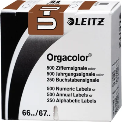 Leitz Buchstabensignal Orgacolor 66301000 U braun 250 St./Pack. Leitz Buchstabensignal Orgacolor 66301000 U braun 250 St./Pack.