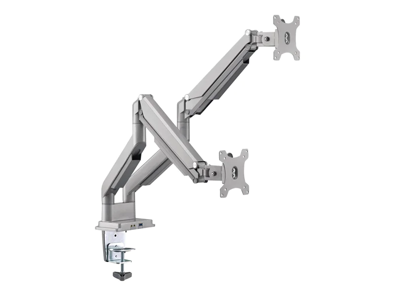 InLine Tischhalterung mit Lifter & USB/Audio - 2 Monitore bis 81cm (32"),silber 23171S