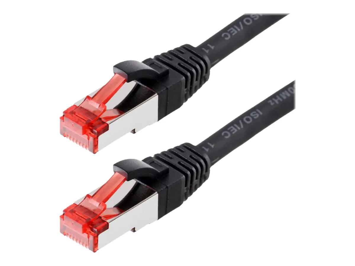 Helos - Patch-Kabel - RJ-45 (M) bis RJ-45 (M) - 10 m - SFTP, PiMF - CAT 6 - halogenfrei, geformt, ohne Haken - Schwarz