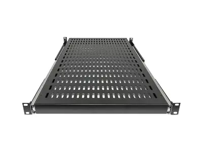 Intellinet 19" Ausziehbarer Fachboden, 1 HE, geeignet für Schränke mit 800 bis 1000 mm Tiefe, Ablagefläche 550 mm Tiefe, schwarz - Rack - Regal - Schwarz, RAL 9005 - 1U - 48.3 cm (19") 712620