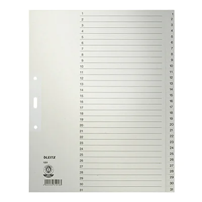 Leitz Register 12310085 DIN A4 1-31 volle Höhe Papier grau Leitz Register 12310085 DIN A4 1-31 volle Höhe Papier grau