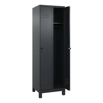 C+P Kleiderspind Classic PLUS 600 x 1.950 x 500 mm (B x H x T) 2 Abteile Stahl schwarzgrau