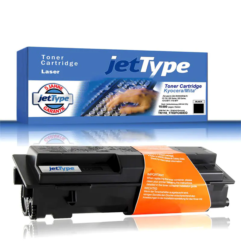 jetType Toner kompatibel zu Kyocera/Mita 1T02FC0DEO TK110 Schwarz 10.000 Seiten Große