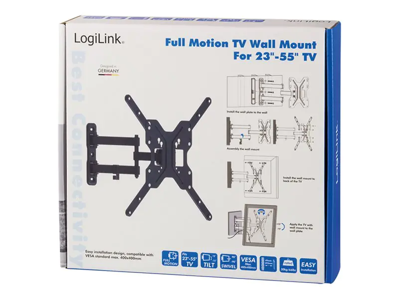 LogiLink - Klammer für LCD TV - fester, kaltgepresster Stahl - Bildschirmgröße: 58.4-139.7 cm (23"-55") - Wandmontage