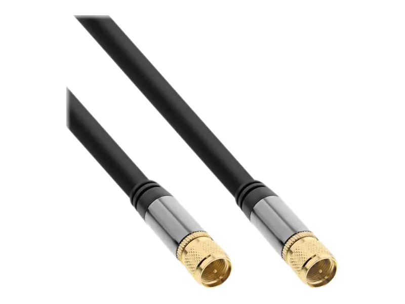 InLine Premium - Antennenkabel - F-Stecker männlich zu F-Stecker männlich - 3 m - Doppelisolierung - 110 dB - Schwarz