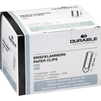 DURABLE Briefklammer 121125 32mm verzinkt 1.000 St./Pack. DURABLE Briefklammer 121125 32mm verzinkt 1.000 St./Pack.