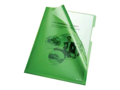 Bene L-förmiger Ordner - für A4 (210 x 297 mm) - durchsichtig grün (Packung mit 100) 205000GN