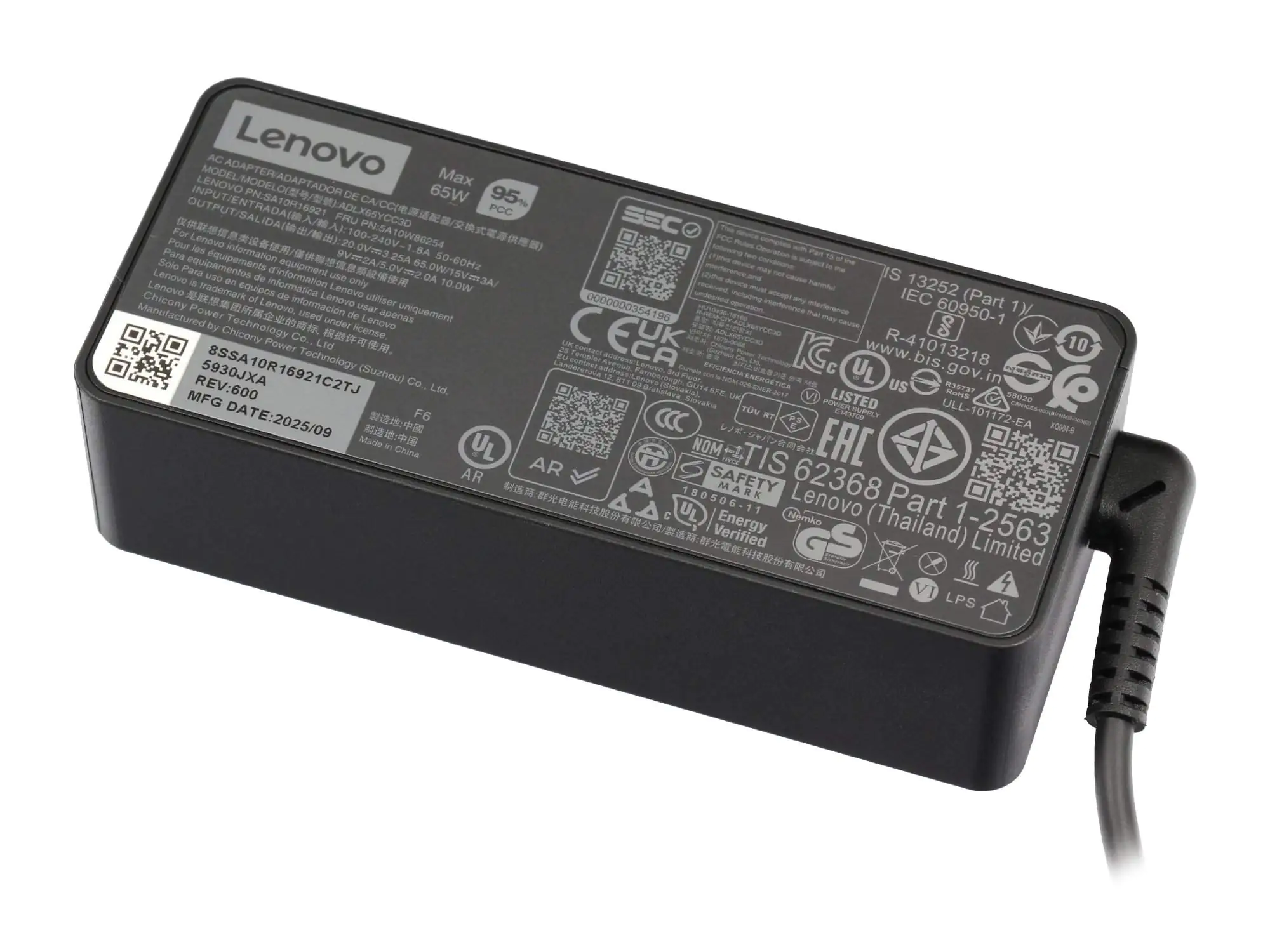 Lenovo USB-C 65W AC Adapter - Netzteil - Wechselstrom 100-240 V GX20P92529