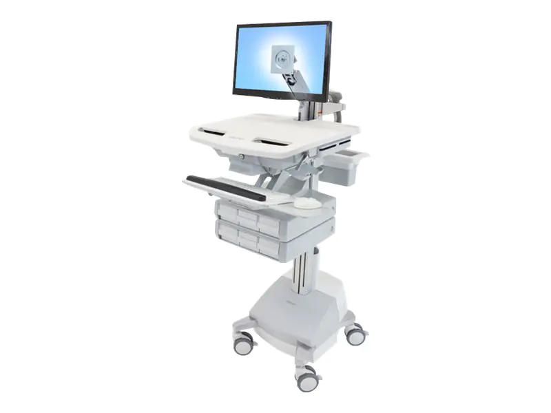Ergotron Wagen - offene Architektur - für LCD-Display / PC-Ausrüstung - medizinisch - Aluminium, verzinker Stahl, hochwertiger Kunststoff - Grau, weiß, Polished Aluminum - Bildschirmgröße: bis zu 61 cm (bis zu 24 Zoll) SV44-1261-2