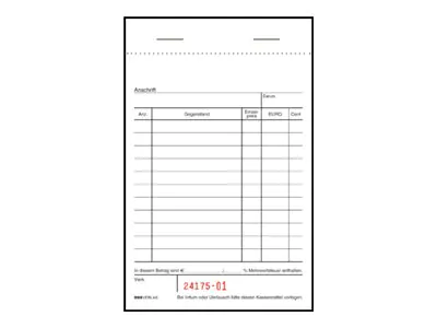 RNK Kassenblock 2952 15x10cm oben geheftet 50x2Blatt