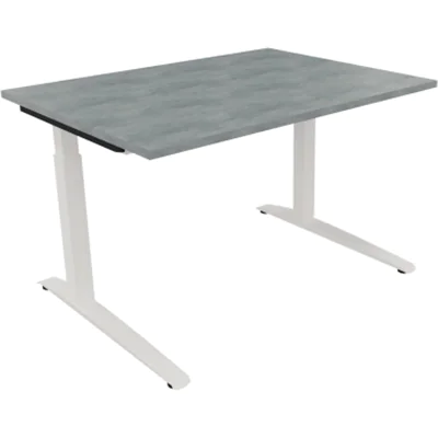 Schreibtisch Kufe Einzels. Quadrat B1600xT700xH650-850 ws/Beton hell