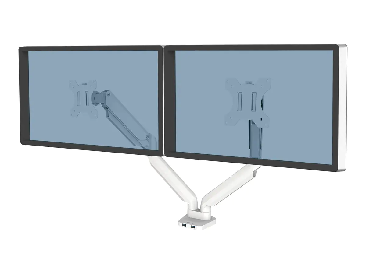 Fellowes Platinum Series - Befestigungskit - einstellbarer Doppelarm - für 2 Monitore - Aluminium - weiß - Bildschirmgröße: bis zu 101,6 cm (bis zu 40 Zoll) 8056301