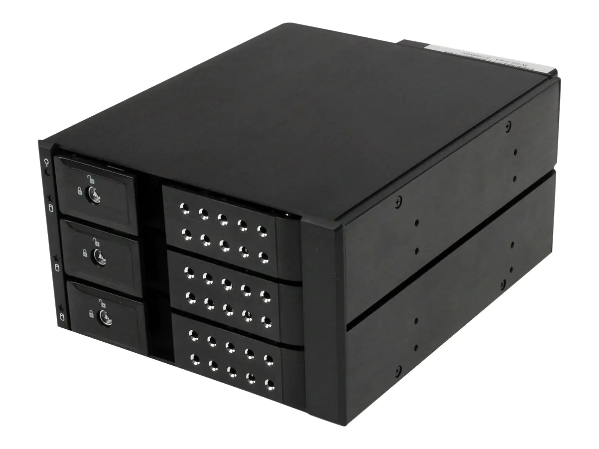 StarTech 3-fach 3,5 trägerloser SATA Festplatten Aluminium Wechselrahmen Backplane - 3 Bay 3,5 Zoll (8,9cm) Mobiles HDD Speicher Rack - Mobiles Speicher-Rack - 2.5" (6.4 cm) - Schwarz - für P/N: 25SAT35HDD, PEXMSATA3422, PEXMSATA343