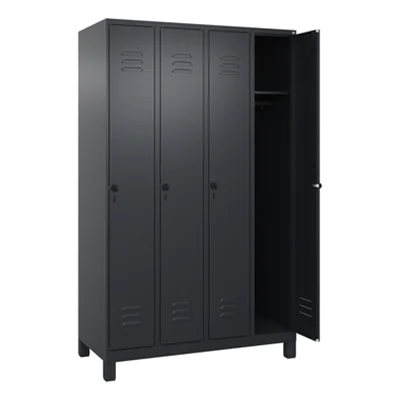 C+P Kleiderspind Classic PLUS 1.200 x 1.950 x 500 mm (B x H x T) 4 Abteile Stahl schwarzgrau