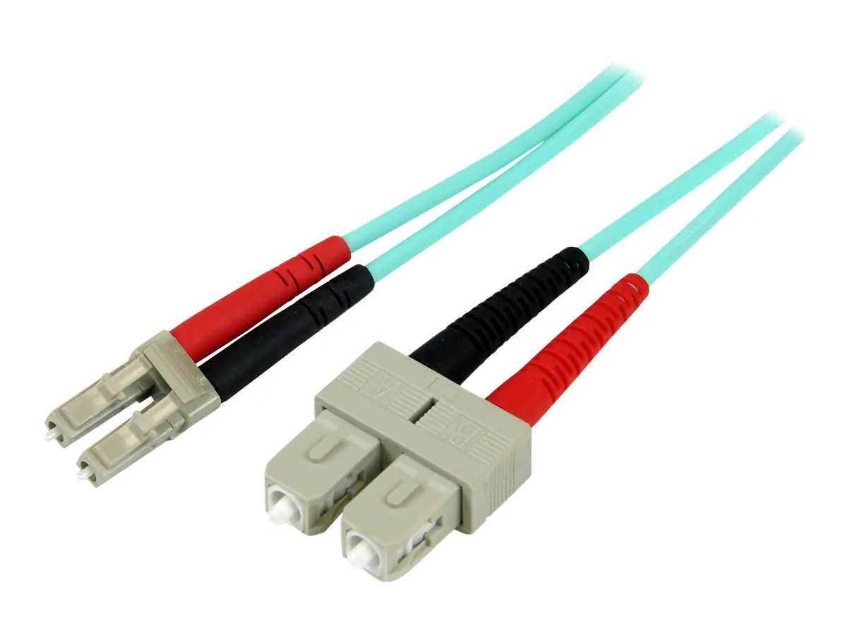 StarTech 2m Fiber Optic Cable - 10 Gb Aqua - Multimode Duplex 50/125 - LSZH - LC/SC - OM3 - LC to SC Fiber Patch Cable (A50FBLCSC2) - Patch-Kabel - LC Multi-Mode (M) zu SC multi-mode (M) - 2 m - Glasfaser - Duplex - 50/125 Mikrometer - Aquamarin