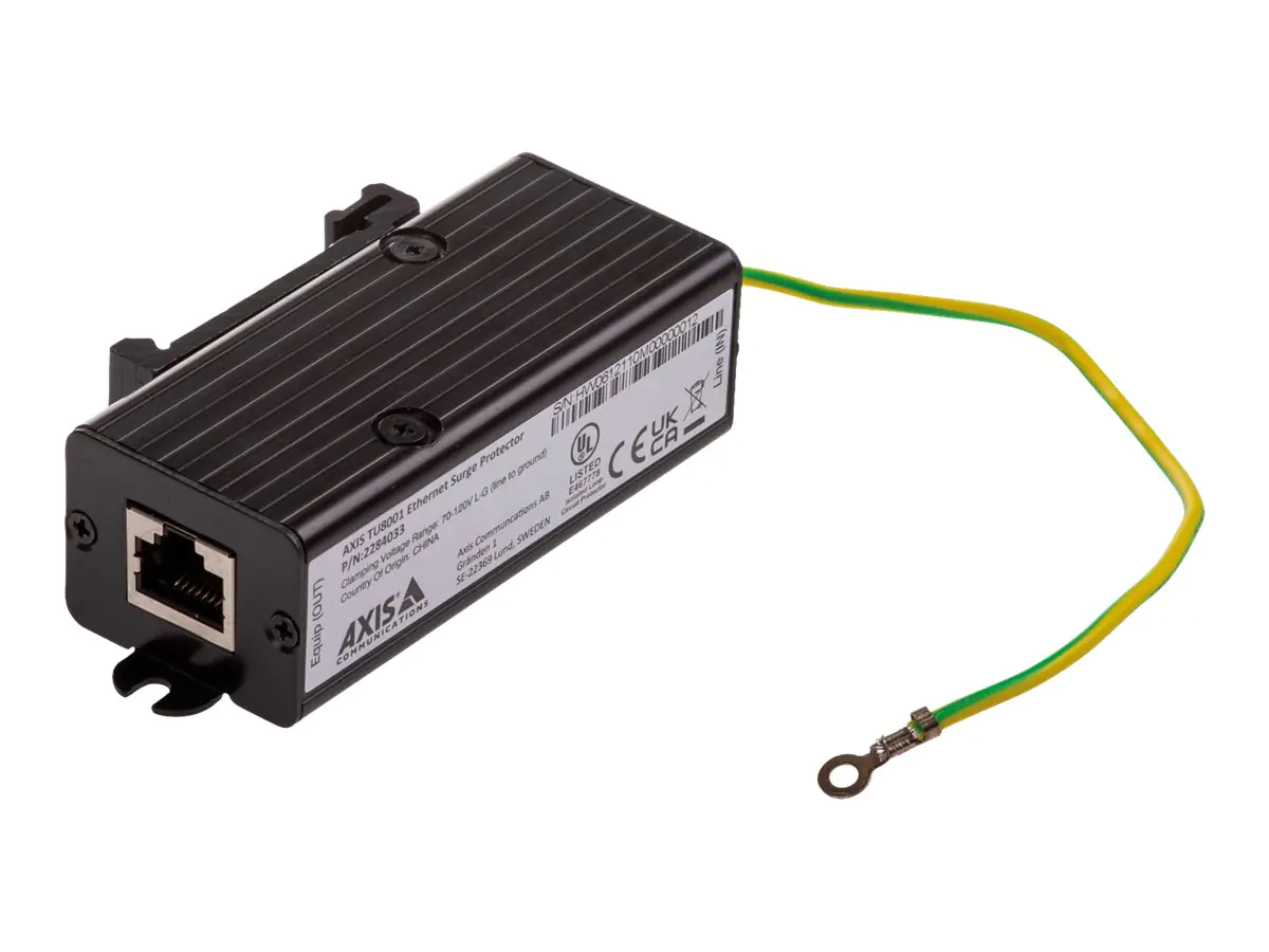 AXIS TU8001 - PoE-Überspannungsschutz (DIN-Schienenmontage möglich) - Schwarz - für AXIS D3110, M3077, M4308, P3727, P3818, Q1951, Q1952, Q3819, Q6100, Q6315; Q60 Series