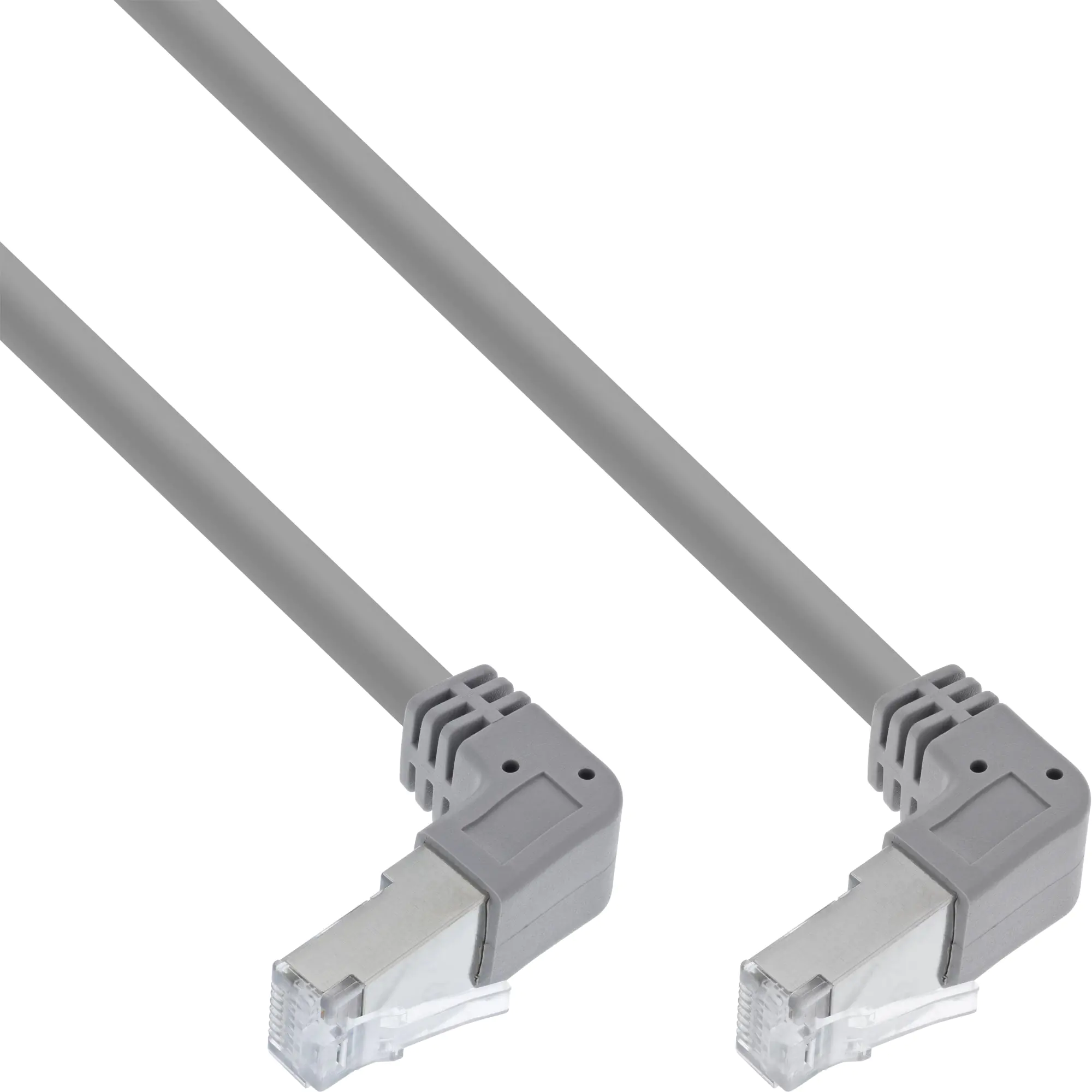 InLine - Patch-Kabel - RJ-45 (M) nach unten gewinkelt zu RJ-45 (M) nach unten gewinkelt - 90 cm - 6 mm - SFTP, PiMF - CAT 6 - geformt, rund - Grau