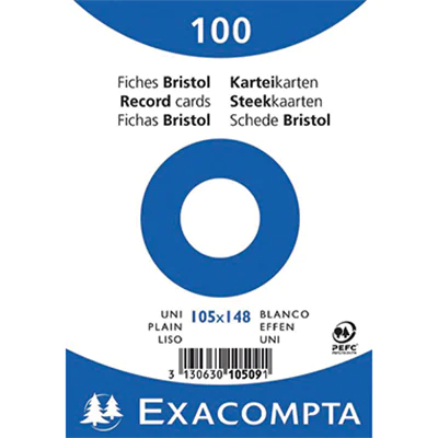 Exacompta Karteikarte 10509E DIN A6 blanko weiß 100 St./Pack. Exacompta Karteikarte 10509E DIN A6 blanko weiß 100 St./Pack.