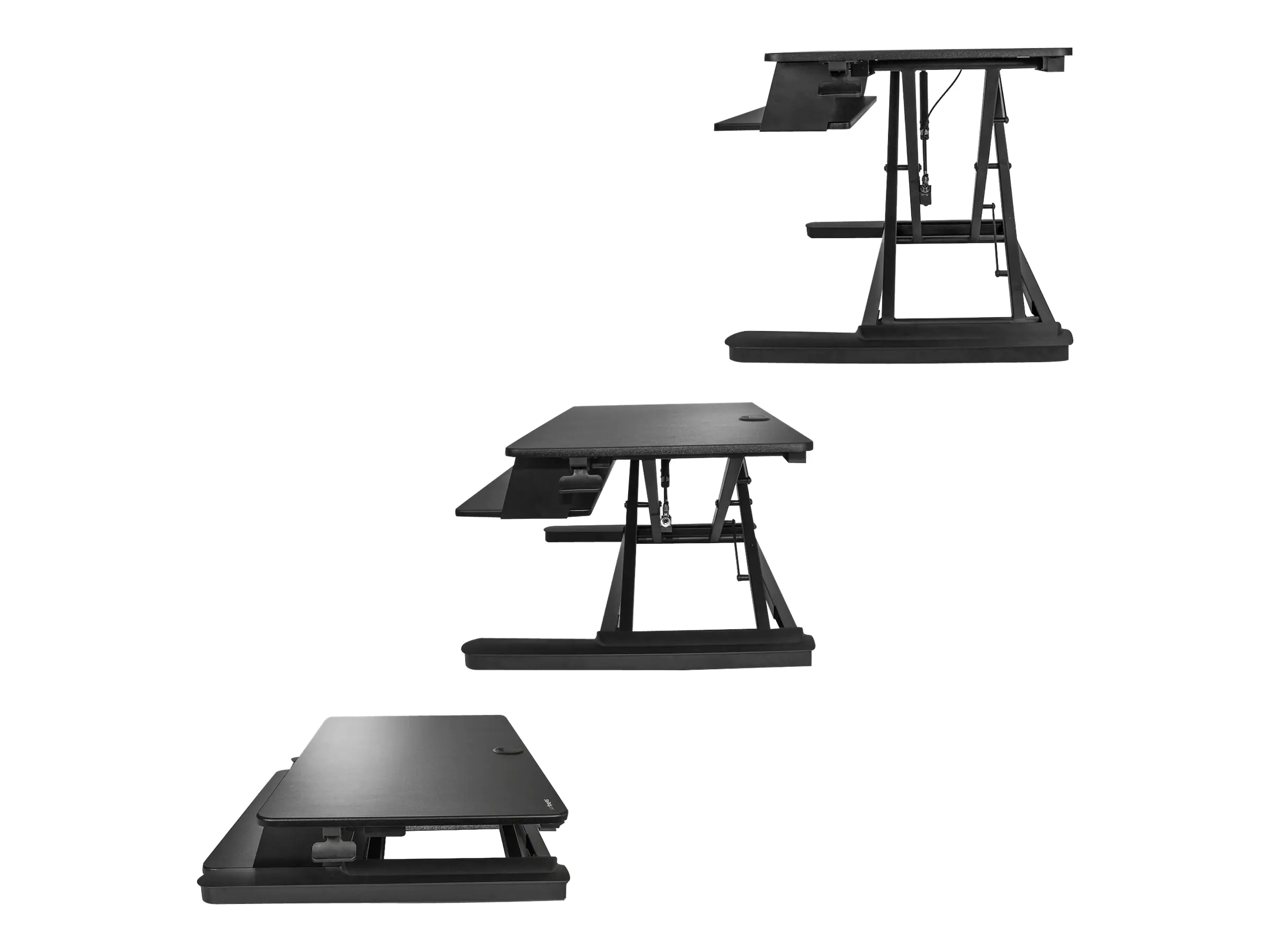 StarTech Sitz-Steh Schreibtischaufsatz mit Tastaturablagefach - Oberfläche 89 x 53 cm - Ergonomischer Höhenverstellbarer Stehpult/Steharbeitsplatz - Platz für 2 Monitore - vormontiert (ARMSTSLG) - Stehender Tischwandler - rechteckig - Schwarz - Schwarz Ba