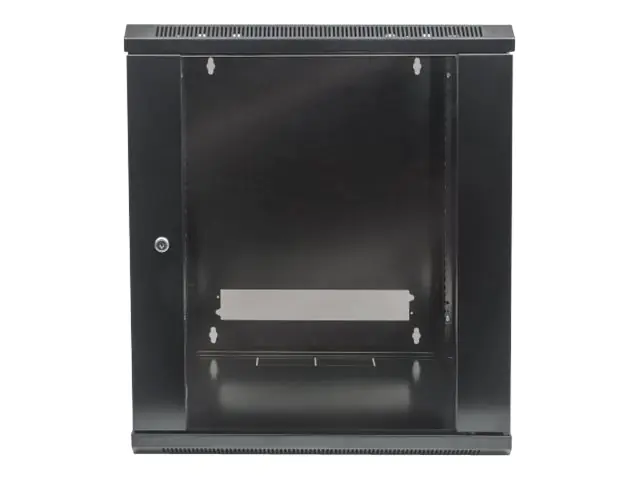 Intellinet Network Cabinet, Wall Mount (Standard), 12U, Usable Depth 260mm/Width 510mm, Black, Flatpack, Max 60kg, Metal & Glass Door, Back Panel, Removeable Sides,Suitable also for use on desk or floor, 19",Parts for wall install (eg screws/rawl