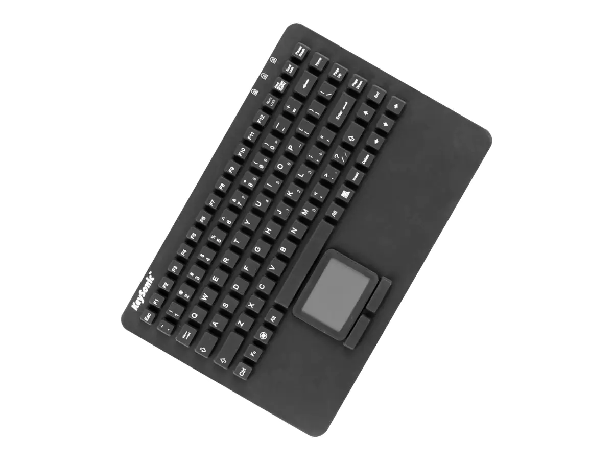 KeySonic KSK-5230 IN (US) Industrie Tastatur, USB, Touchpad, schwarz, 2 Maustasten, wasserdicht IP68, Mini, Kabelgebunden, USB, Membran Key Switch, QWERTY, Schwarz 28076