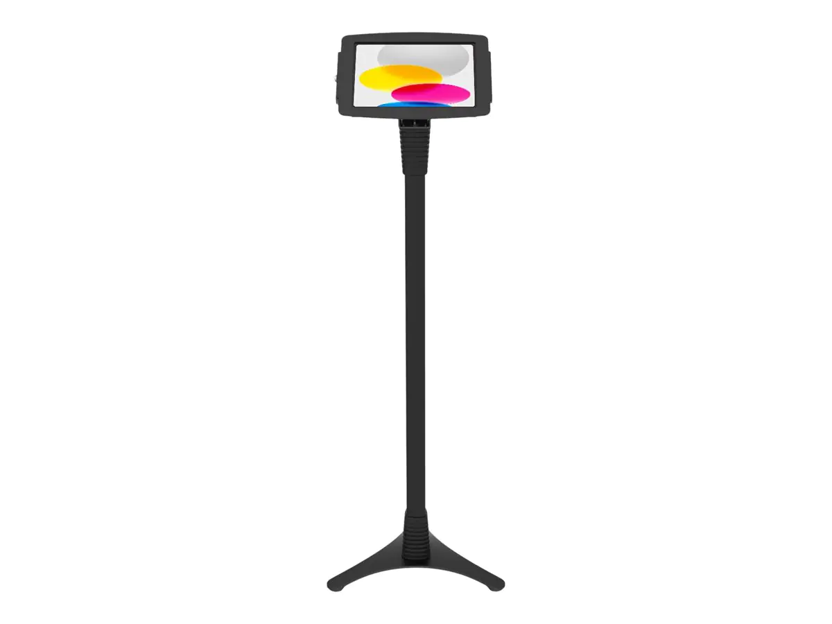 Compulocks iPad 10th-11th (A16) Gen Space Enclosure Portable Floor Stand Black - Befestigungskit (Gehäuse, Aufstellung) - tragbar - für Tablett - höhenverstellbar - verriegelbar - Stahl, hochwertiges Aluminium - Schwarz - Bildschirmgröße: 27.7 cm (10.9")
