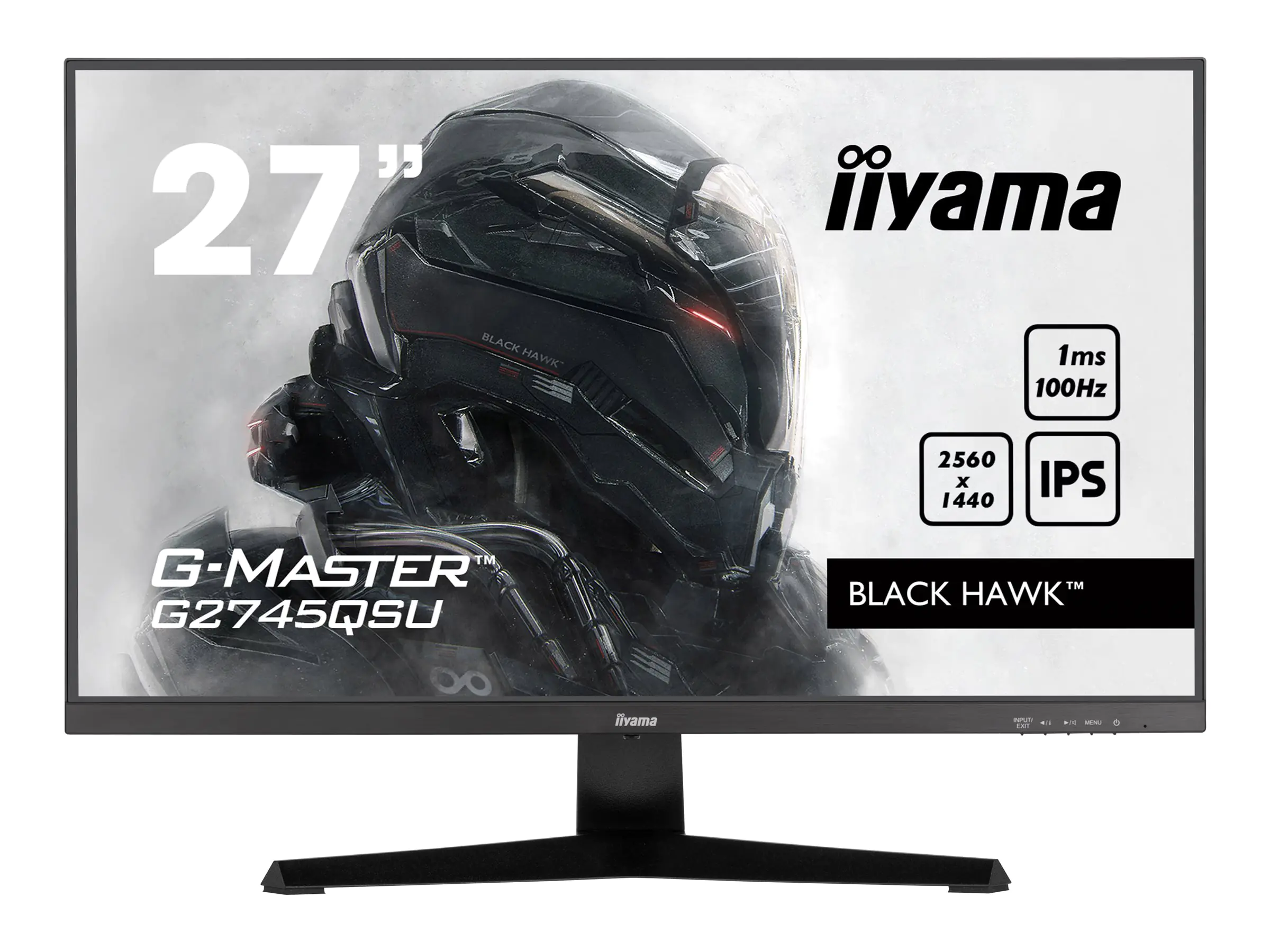 iiyama G-MASTER Black Hawk G2745QSU-B1 - LED-Monitor - 68.5 cm (27") - 2560 x 1440 QHD @ 100 Hz - IPS - 250 cd/m² - 1300:1 - 1 ms - HDMI, DisplayPort - Lautsprecher - mattschwarz