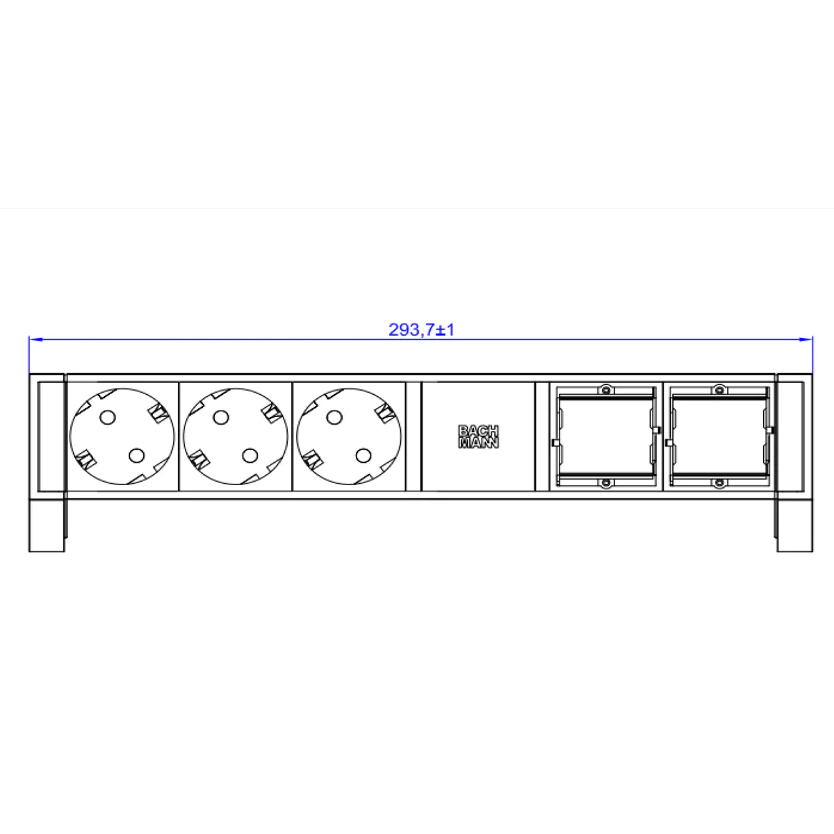 Bachmann DESK2 3xCEE7/3 2xCM 902.607Strom 0 2m GST18 RAL9005 Bachmann DESK2 3xCEE7/3 2xCM 902.607Strom 0 2m GST18 RAL9005