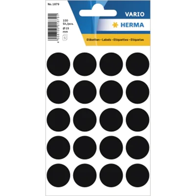 HERMA Markierungspunkt 1879 19mm schwarz 100 St./Pack. HERMA Markierungspunkt 1879 19mm schwarz 100 St./Pack.