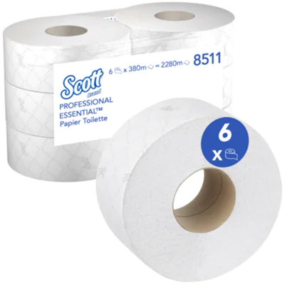 SCOTT Toilettenpapier 8511 2lagig 380m weiß 6 Rl./Pack. SCOTT Toilettenpapier 8511 2lagig 380m weiß 6 Rl./Pack.